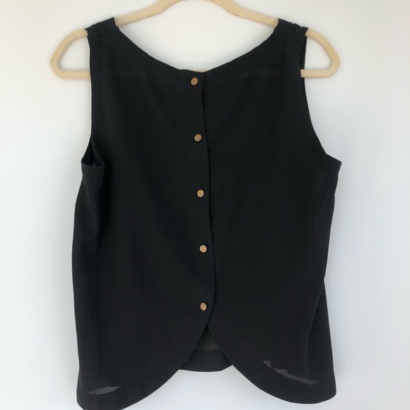 Forever 21 Black Crop Top with Gold Buttons, Size Medium - Picture 6 of 6